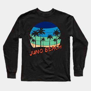 Juno Beach Retro Vintage Sunset Beach Design Long Sleeve T-Shirt